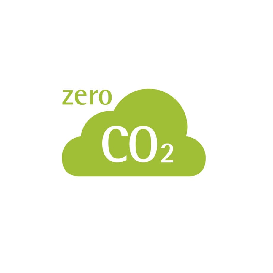 ERCO Greenology: Symbol für Null CO2-Emissionen, nachhaltige Beleuchtung.