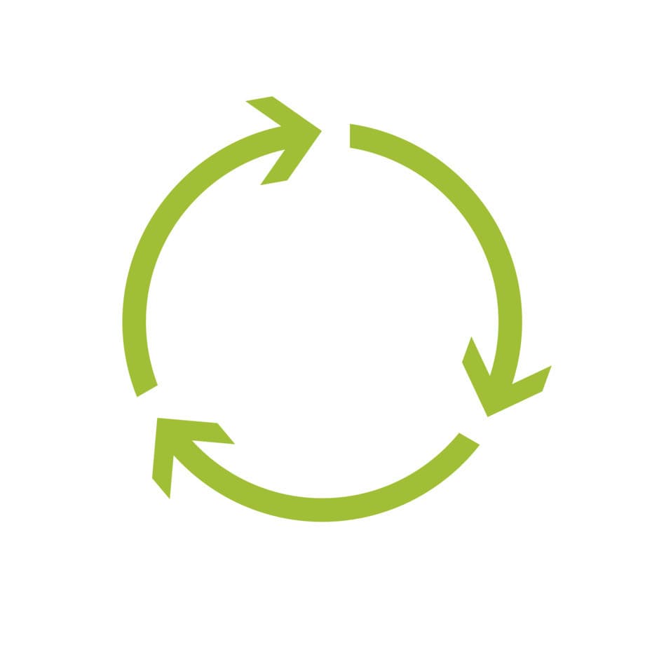 Kreislaufsymbol für ERCO Greenology, nachhaltige Lichtproduktion.