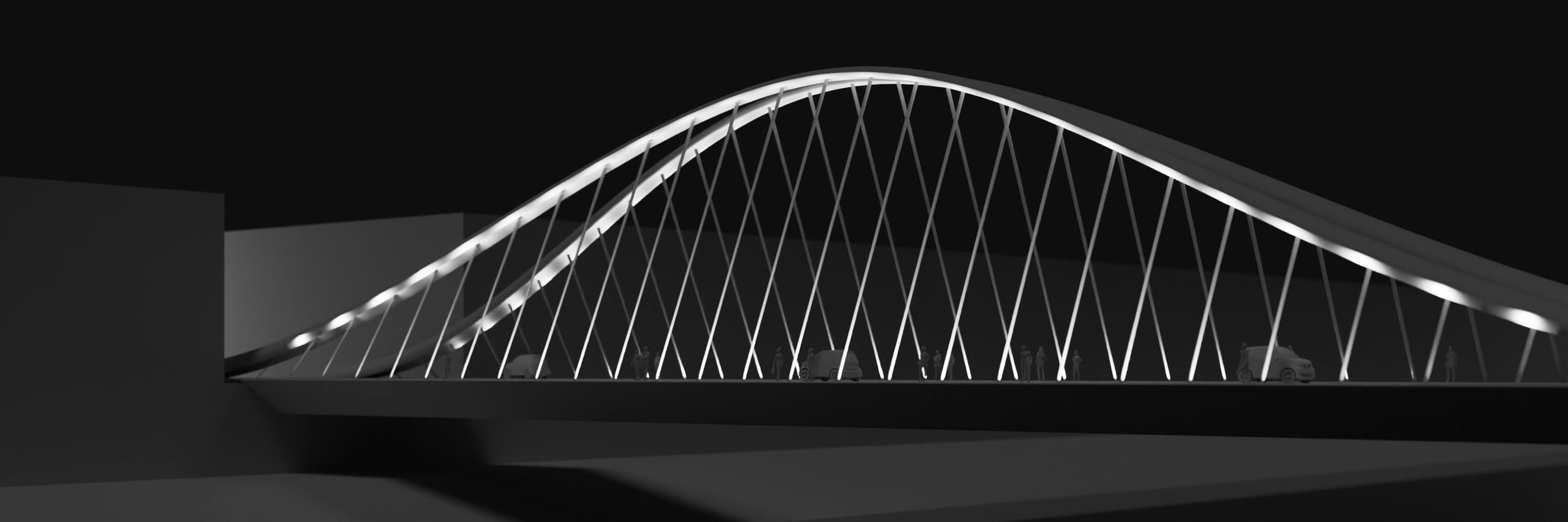 Brückenbeleuchtung mit LED-Leuchten: Illumination einer Bogenbrücke mit ERCO Lichttechnik.