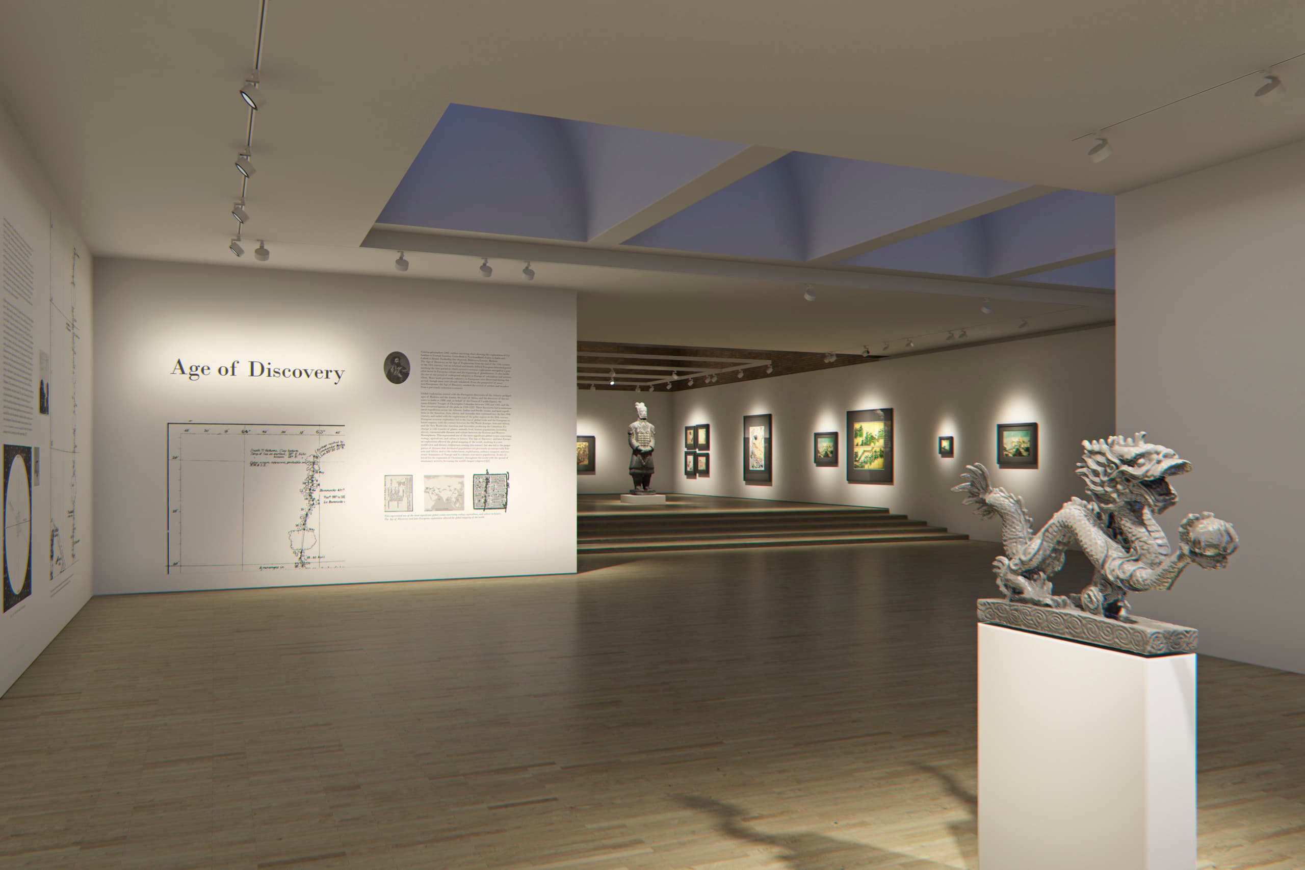 Museumsausstellung mit ERCO Lichttechnik zur optimalen Kunstbeleuchtung.