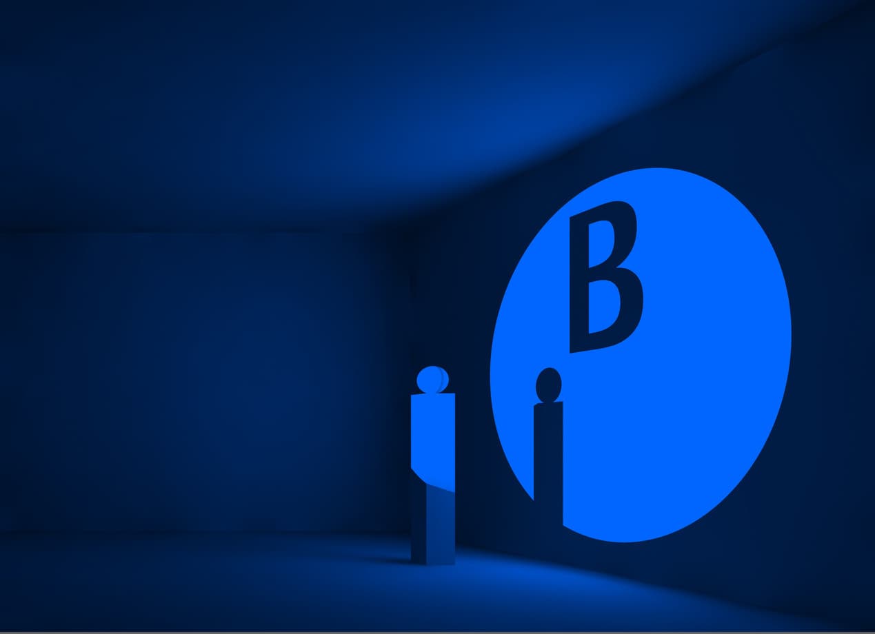 Subtraktive Farbmischung mit farbigem Licht, dargestellt in Blau.