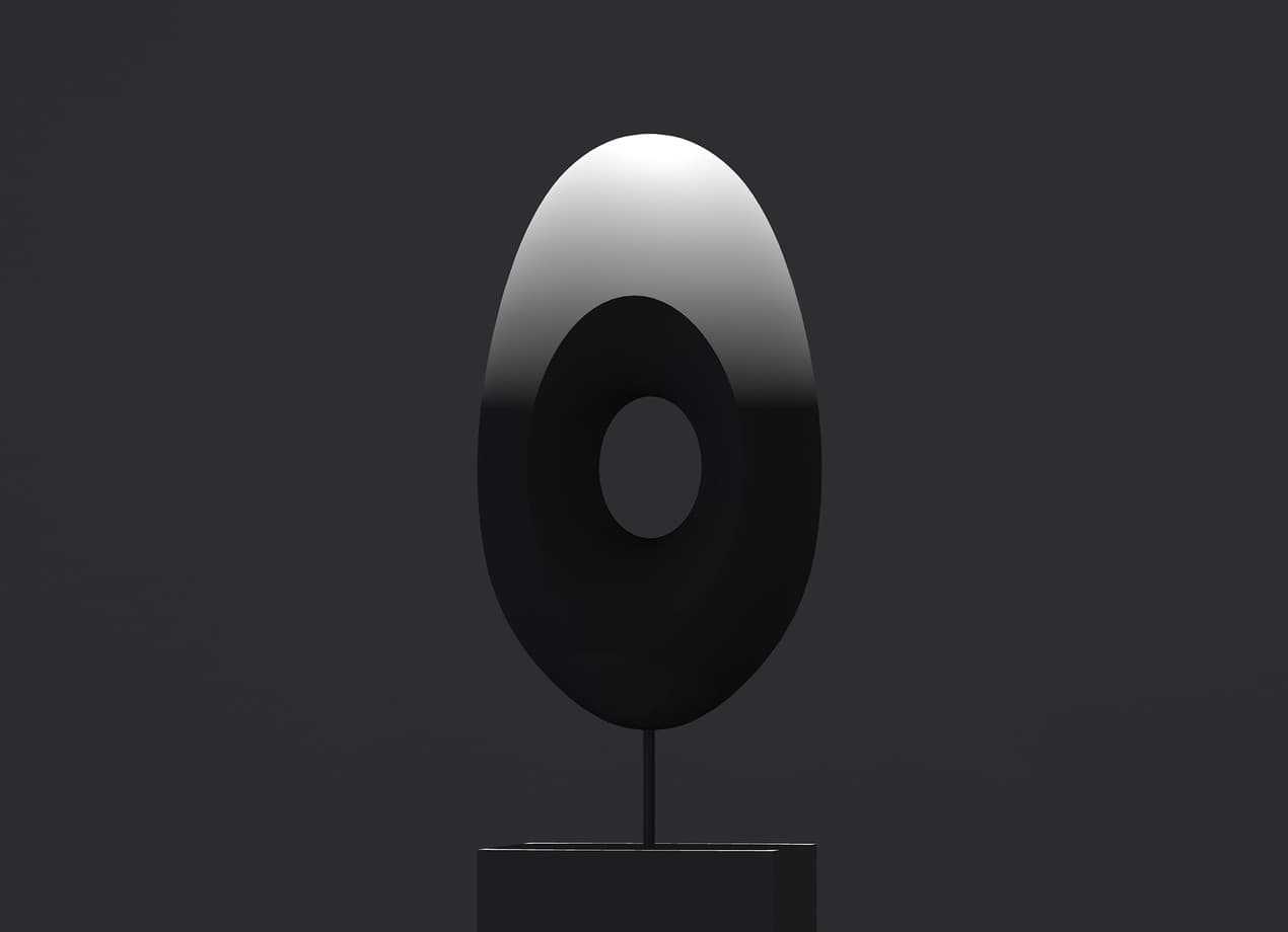 Abstrakte Skulptur mit Akzentbeleuchtung zur Modellierung in Ausstellungen.