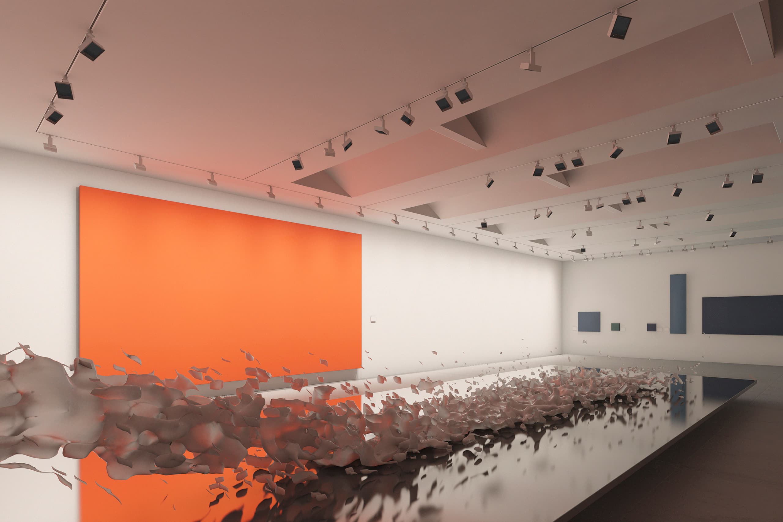 Galerie mit ERCO Lichttechnik: Akzentbeleuchtung und Wallwashing für Kunstausstellungen.