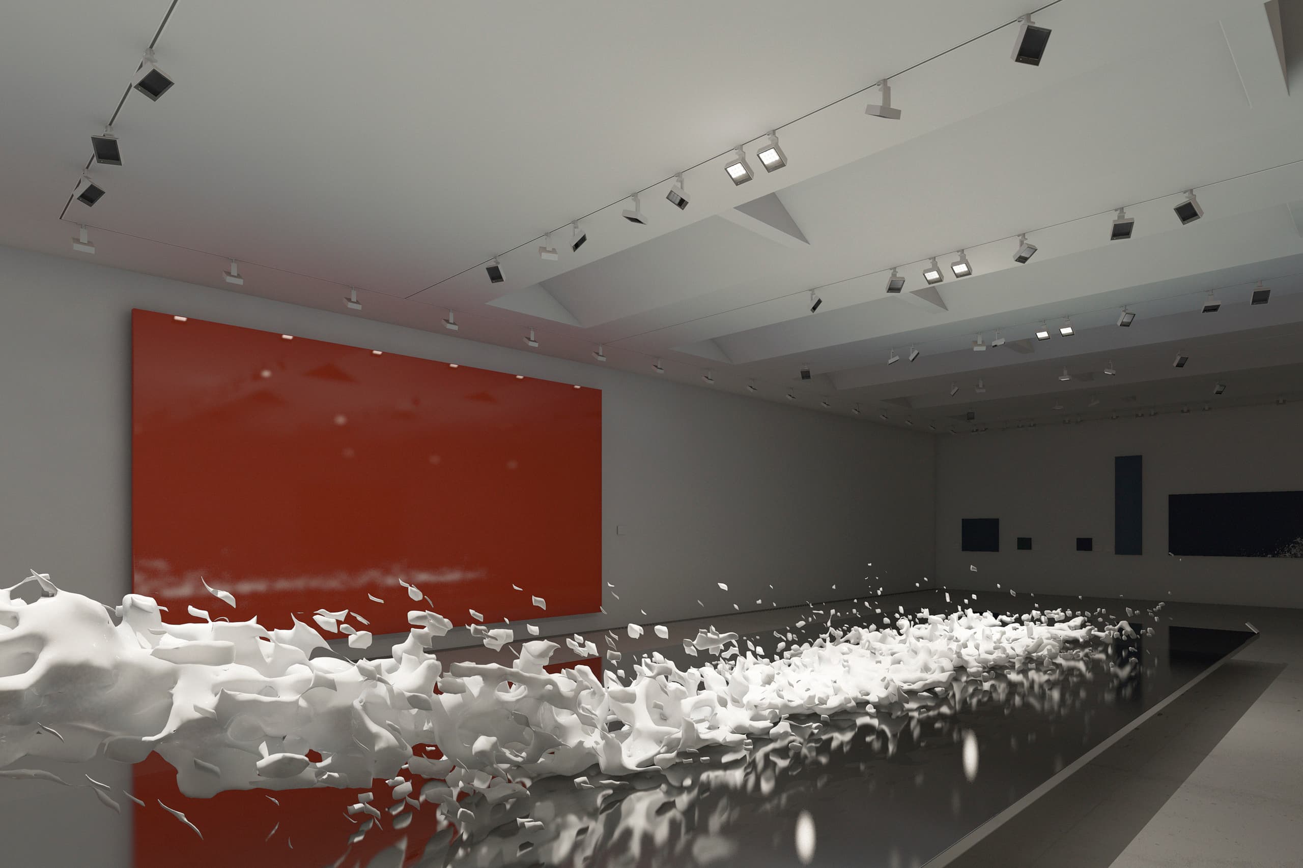 ERCO Lichtplanung in einer Kunstgalerie mit Akzentbeleuchtung für Skulpturen und Gemälde.