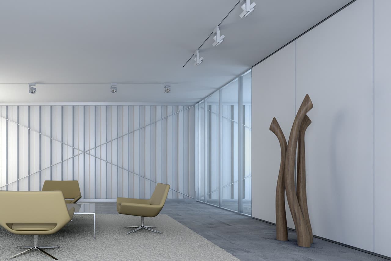 Büro-Lounge mit ERCO Licht: Diffuse Beleuchtung schafft eine weiche, einladende Atmosphäre.