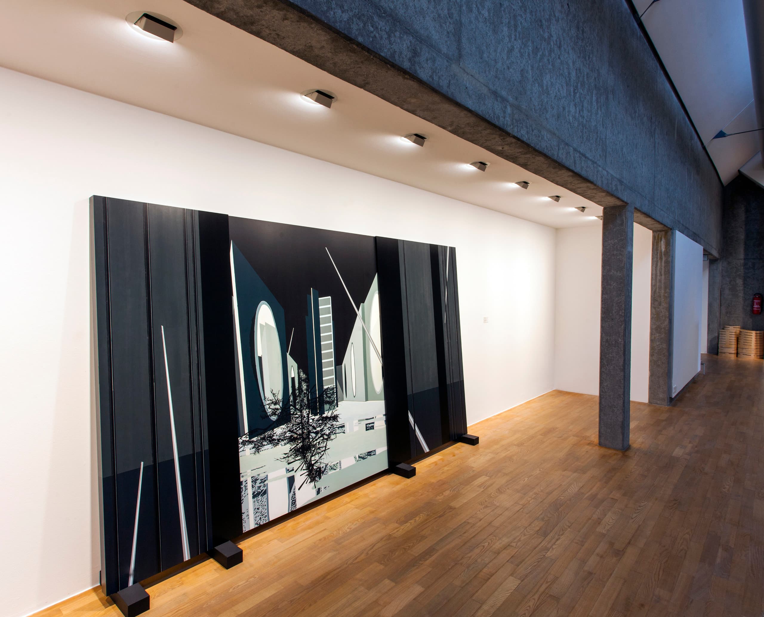 Light Board LED-Strahler beleuchten Kunstausstellung in der Municipal Gallery Bietigheim-Bissingen.