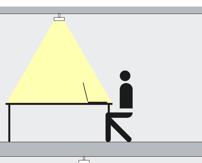 ERCO Downlight für flexible Bürobeleuchtung mit guter Entblendung und gleichmäßiger Ausleuchtung.
