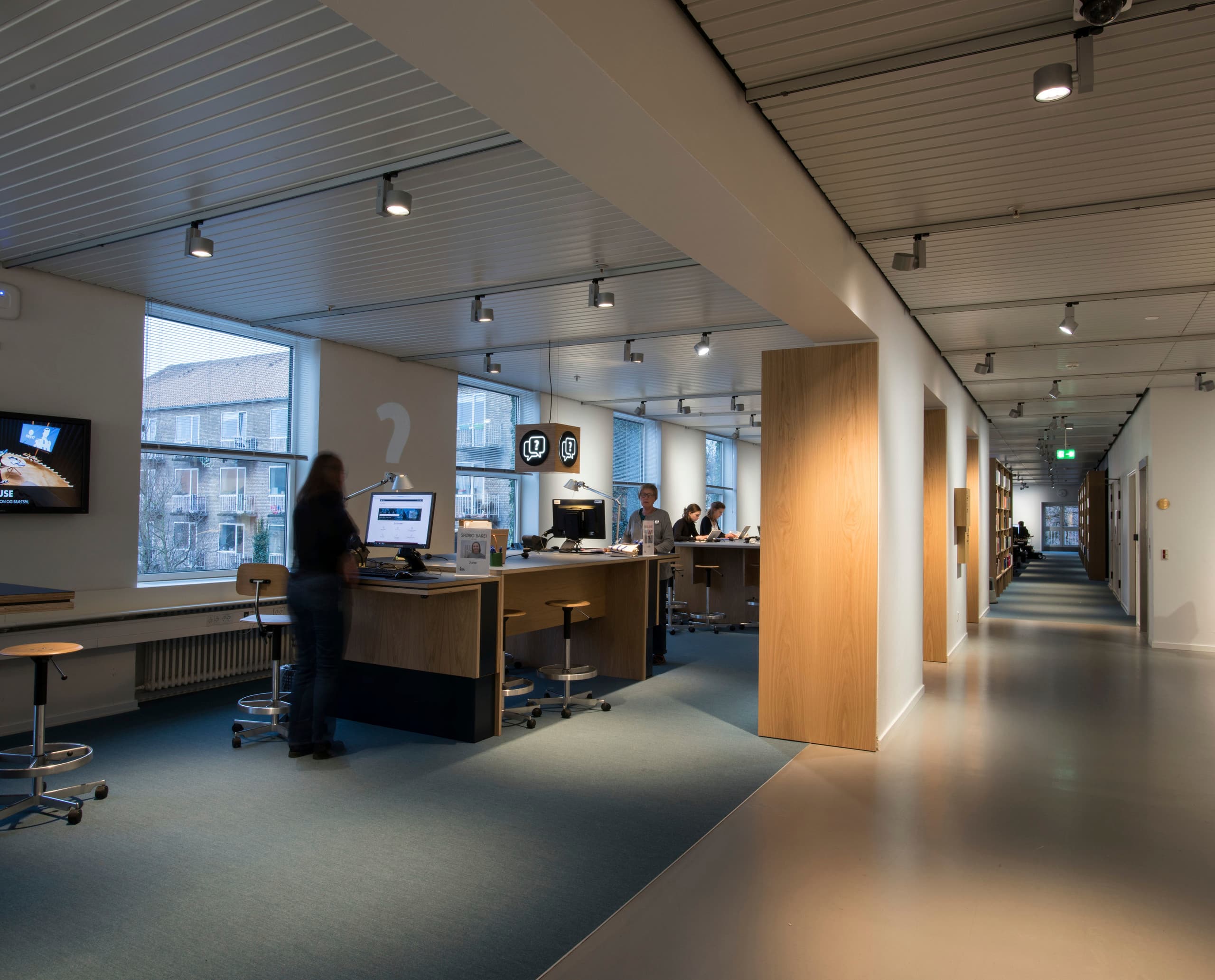 ERCO Optec Strahler in der Dänischen Königlichen Bibliothek für flexible Beleuchtung.