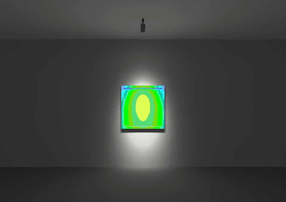 ERCO LED-Strahler beleuchtet Kunstwerk mit präziser Lichtverteilung im Museum.