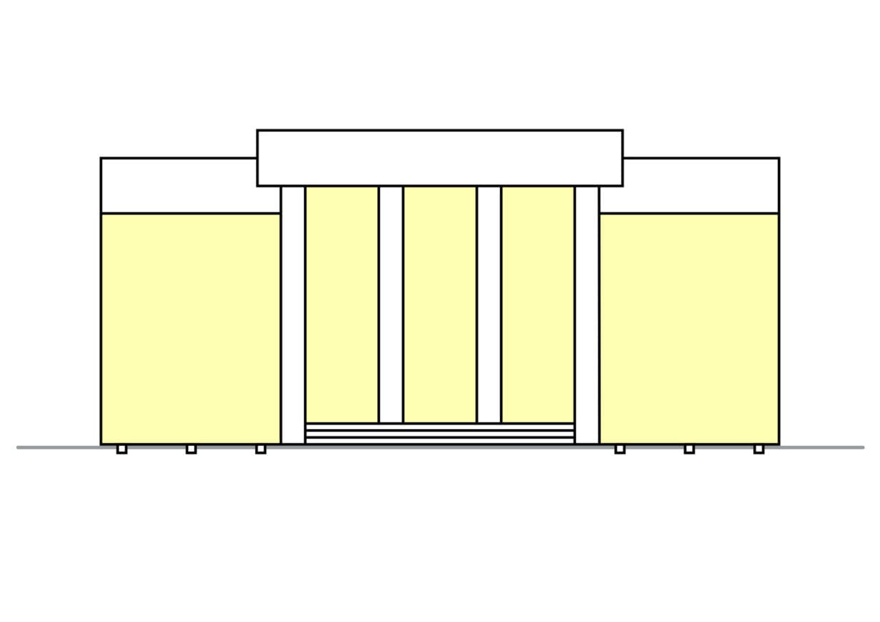 Fassadenbeleuchtung: Schematische Darstellung von Gebäuden mit Licht.