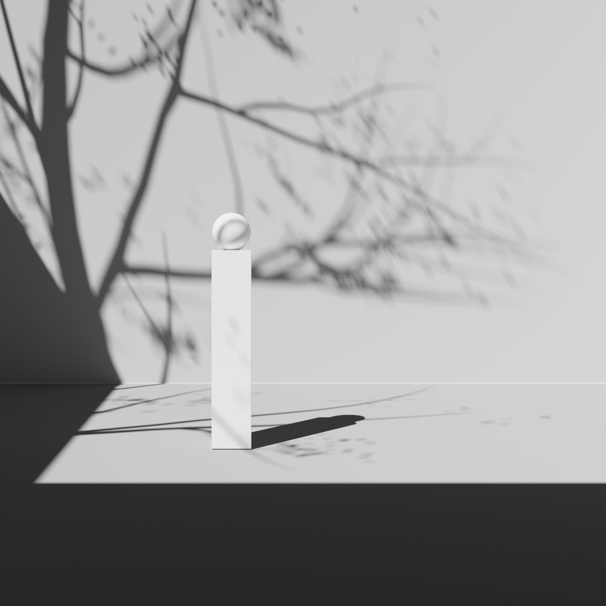Stele mit Schatten von Ast