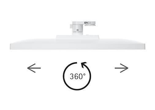 ERCO Bürobeleuchtung: Jilly Downlight für Stromschienen, 360° drehbar für flexible Ausrichtung.