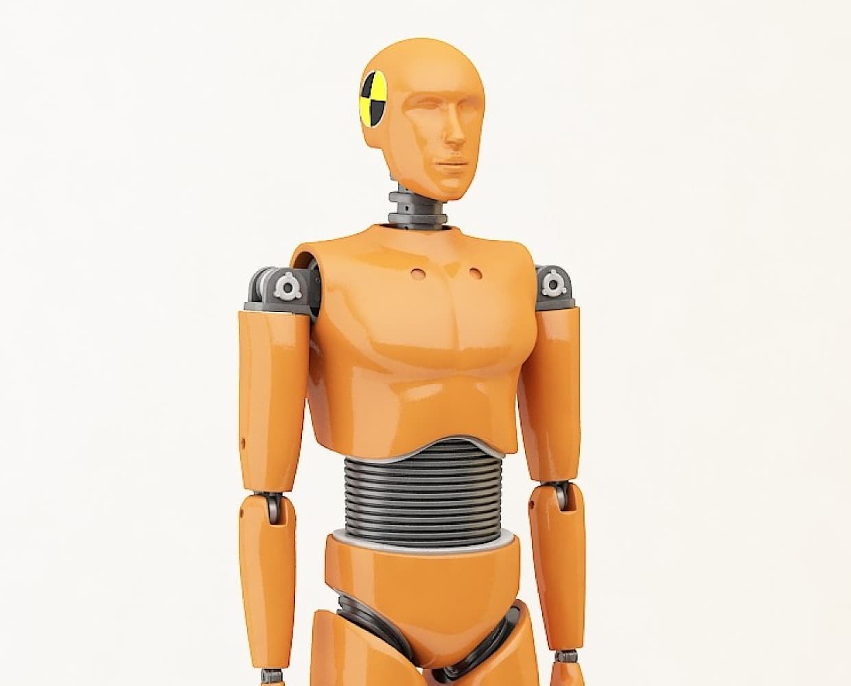 Ein Crashtest-Dummy, der die Auswirkungen von Unfällen simuliert.