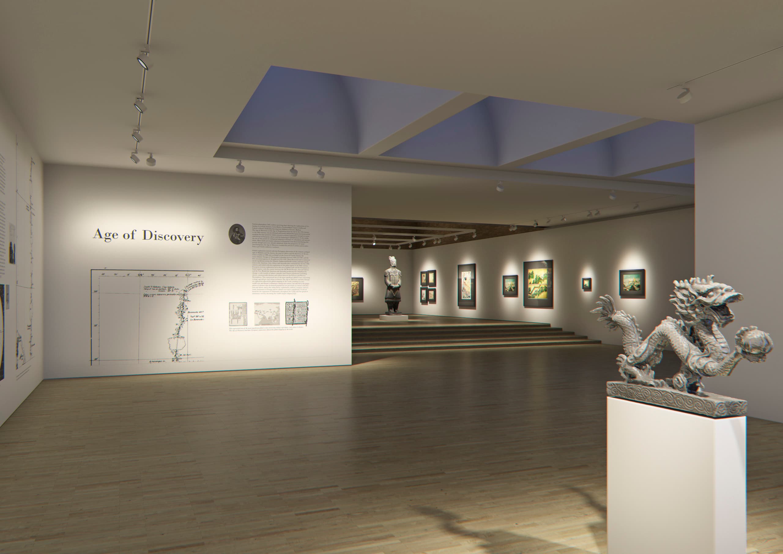 Museumsausstellung mit ERCO Lichttechnik zur optimalen Kunstbeleuchtung.