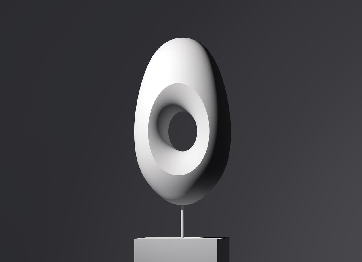 Skulptur mit Loch, modelliert durch gerichtetes Licht, für Akzentbeleuchtung in Ausstellungen.