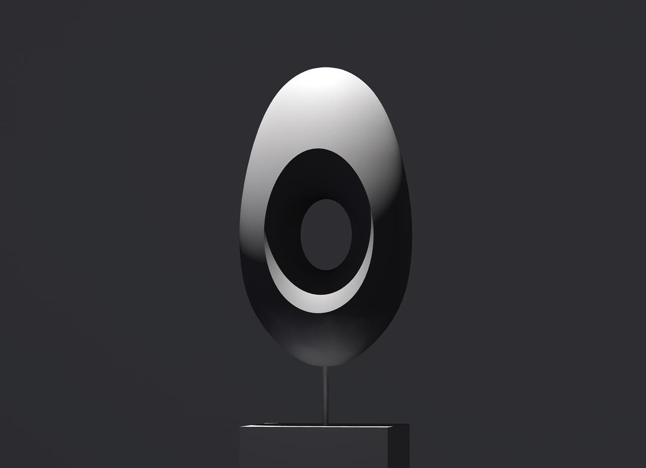 Abstrakte Skulptur mit Licht modelliert, geeignet für Akzentbeleuchtung in Galerien und Ausstellungen.