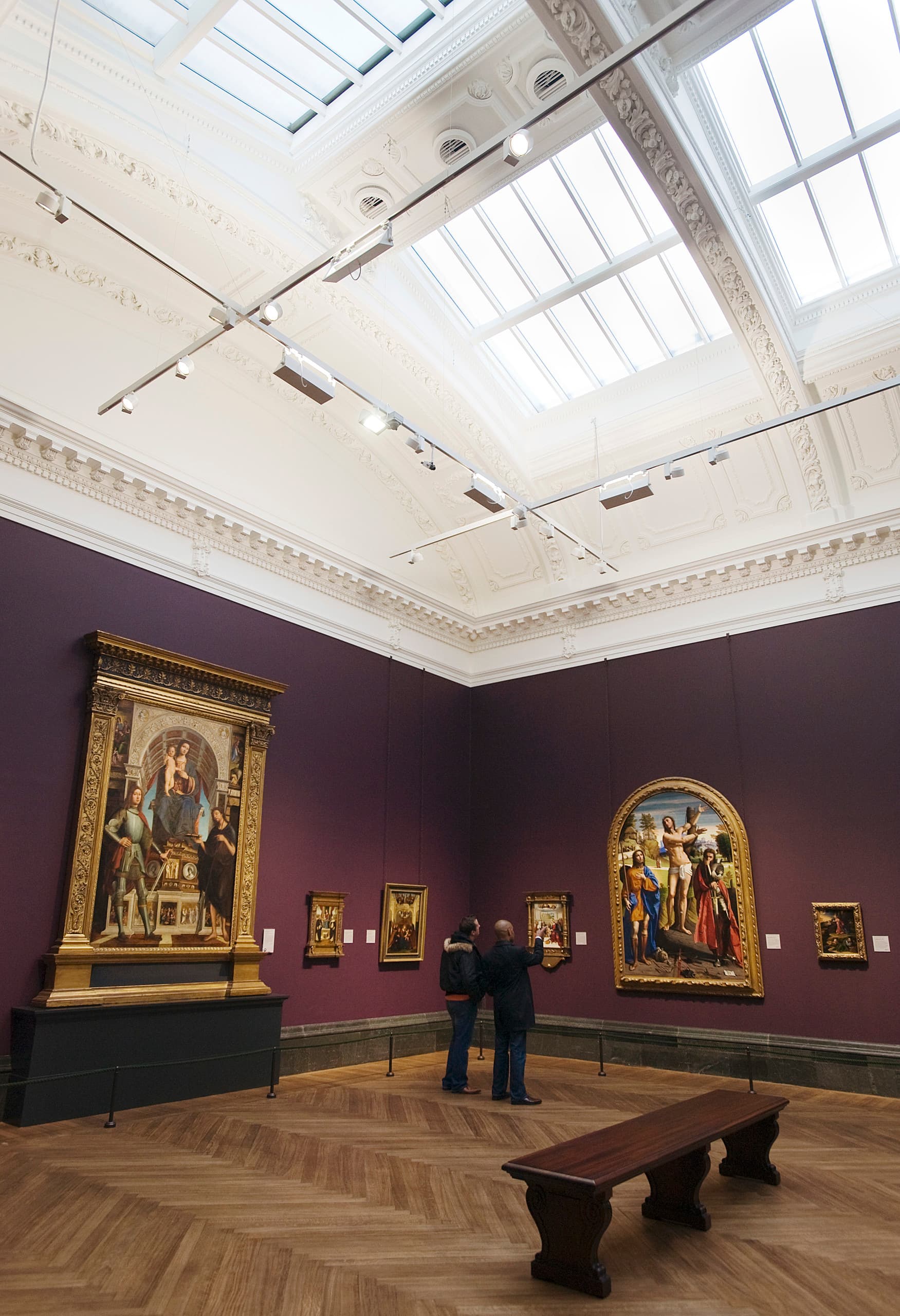 ERCO LED-Beleuchtung in der National Gallery, London, mit Optec Strahlern für Kunstausstellungen.