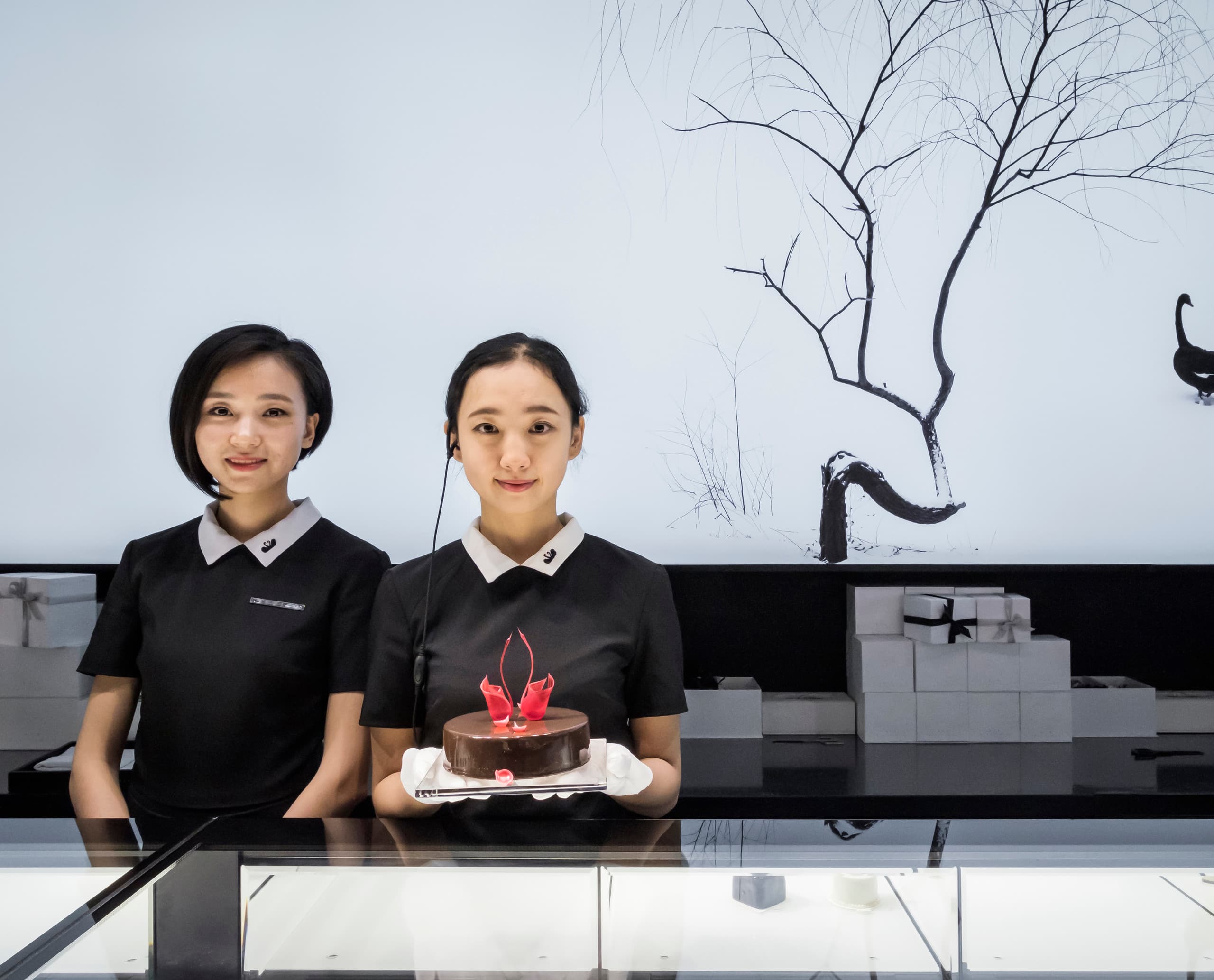 Black Swan Patisserie in Peking mit ERCO Optec Strahlern für kontrastreiche Beleuchtung.
