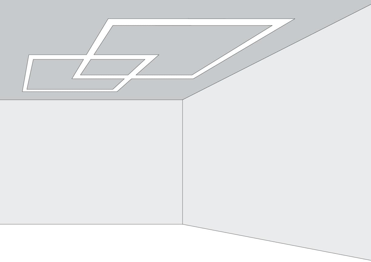 Illustration des Gesetzes der guten Gestalt mit Deckeneinbauleuchten.