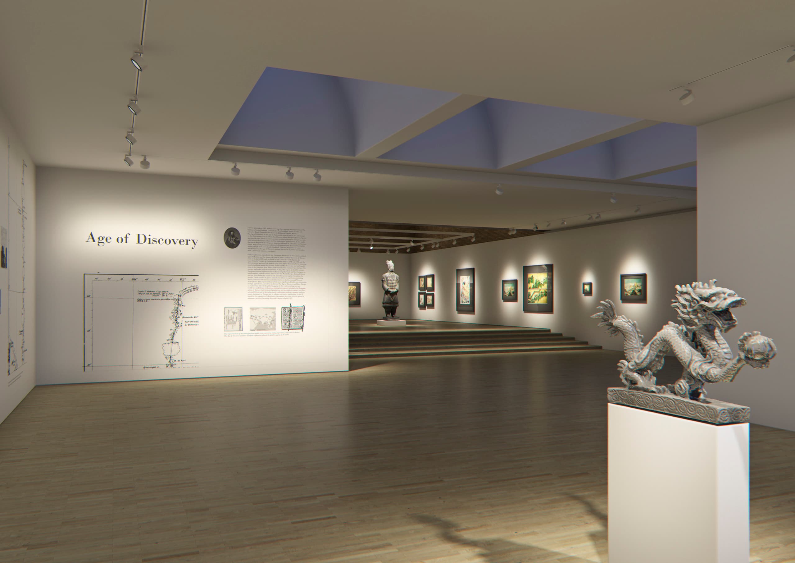 Museumsausstellung mit ERCO Lichttechnik zur optimalen Kunstbeleuchtung.