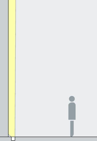Schematische Darstellung einer Fassadenbeleuchtung mit ERCO Lichttechnik.