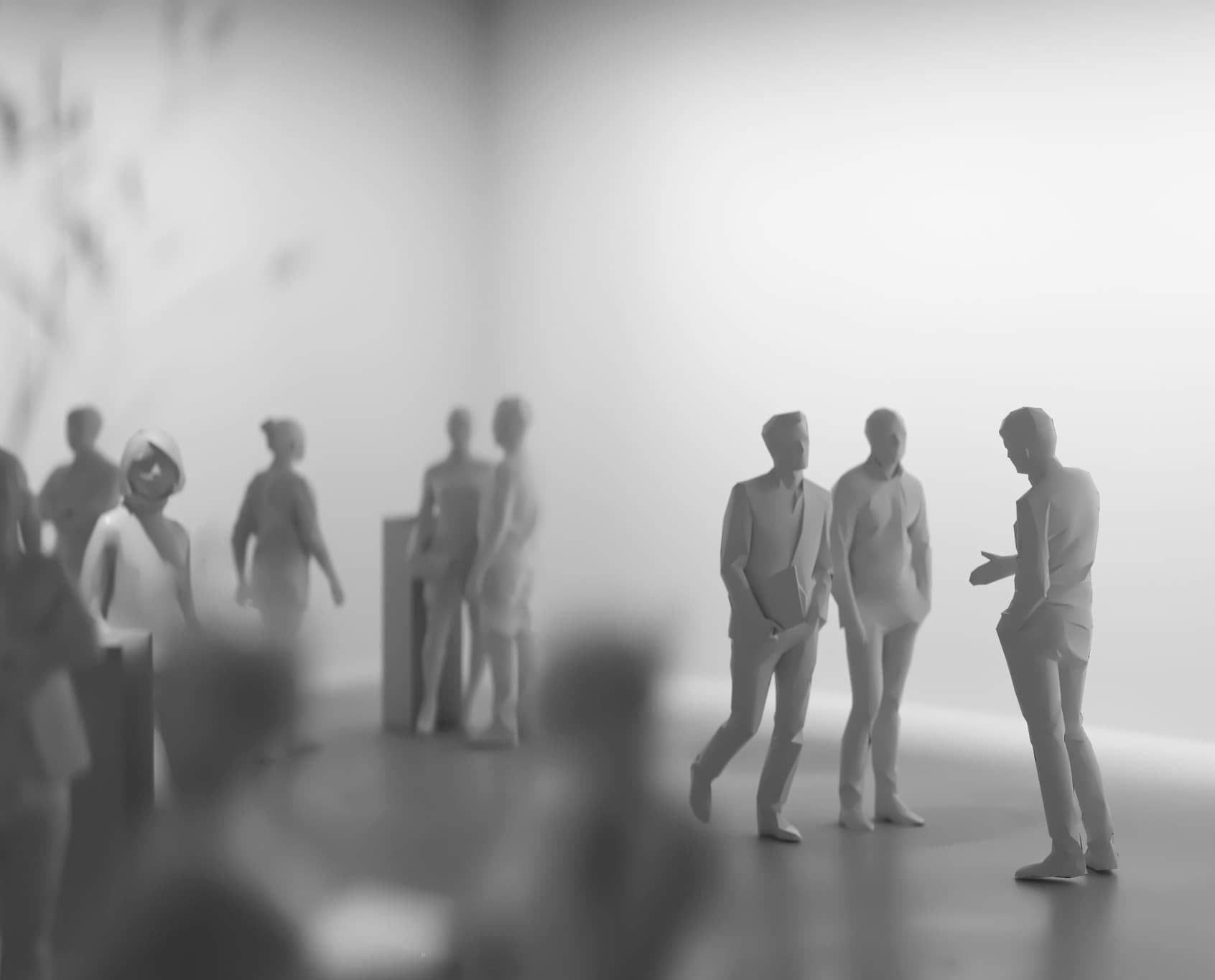 Menschen in einem Raum, die die vertikale Beleuchtung und Zonenbildung von ERCO Human Centric Lighting erleben.