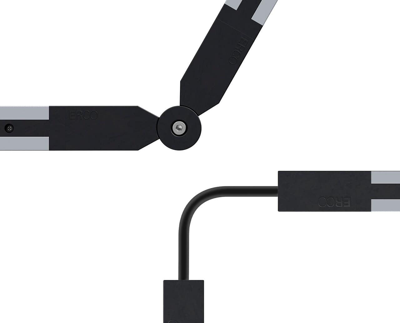 Detailaufnahme eines ERCO Minirail 48V-Schienensystems, das Flexibilität und Miniaturisierung für Beleuchtungslösungen bietet.