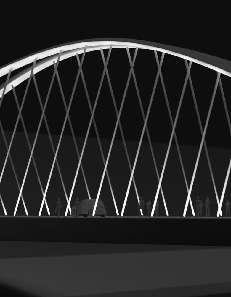 Brückenbeleuchtung mit LED-Leuchten: Illumination einer Bogenbrücke mit ERCO Lichttechnik.