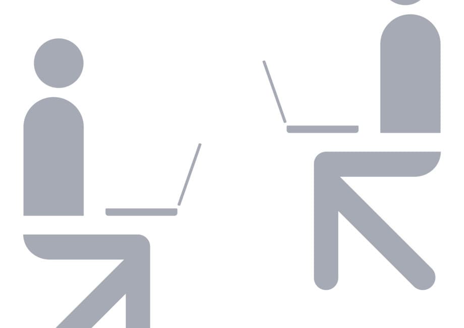 Symbolische Darstellung von Personen, die an Laptops arbeiten, für Human Centric Lighting Konzepte.