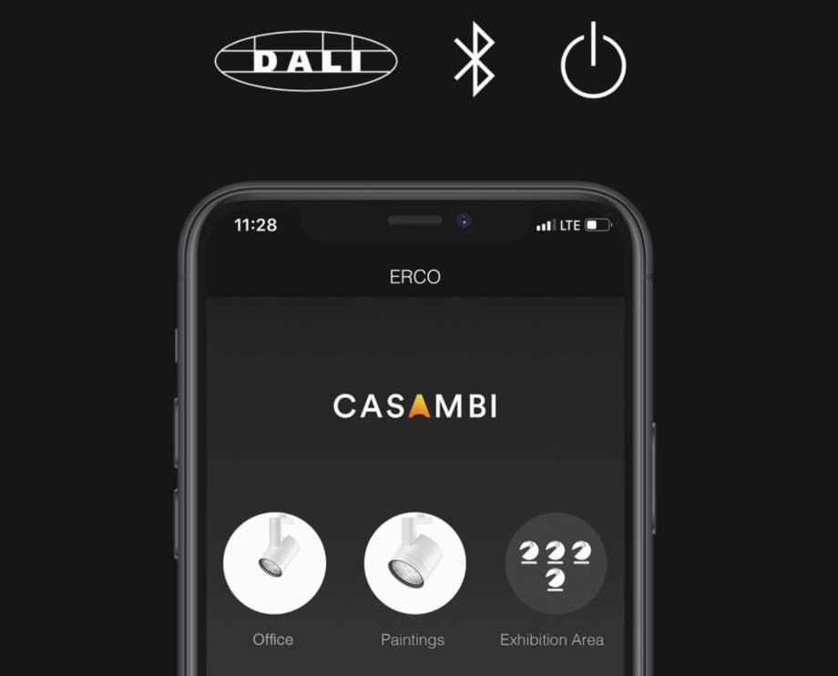 ERCO Casambi App zur Steuerung von Bürobeleuchtung per Smartphone.