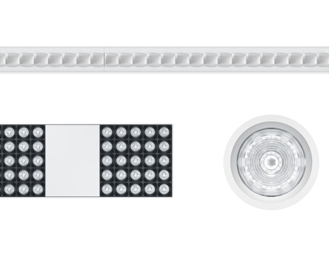 ERCO Lichtstrukturen für moderne Bürobeleuchtung, flexible Lichtlösung.