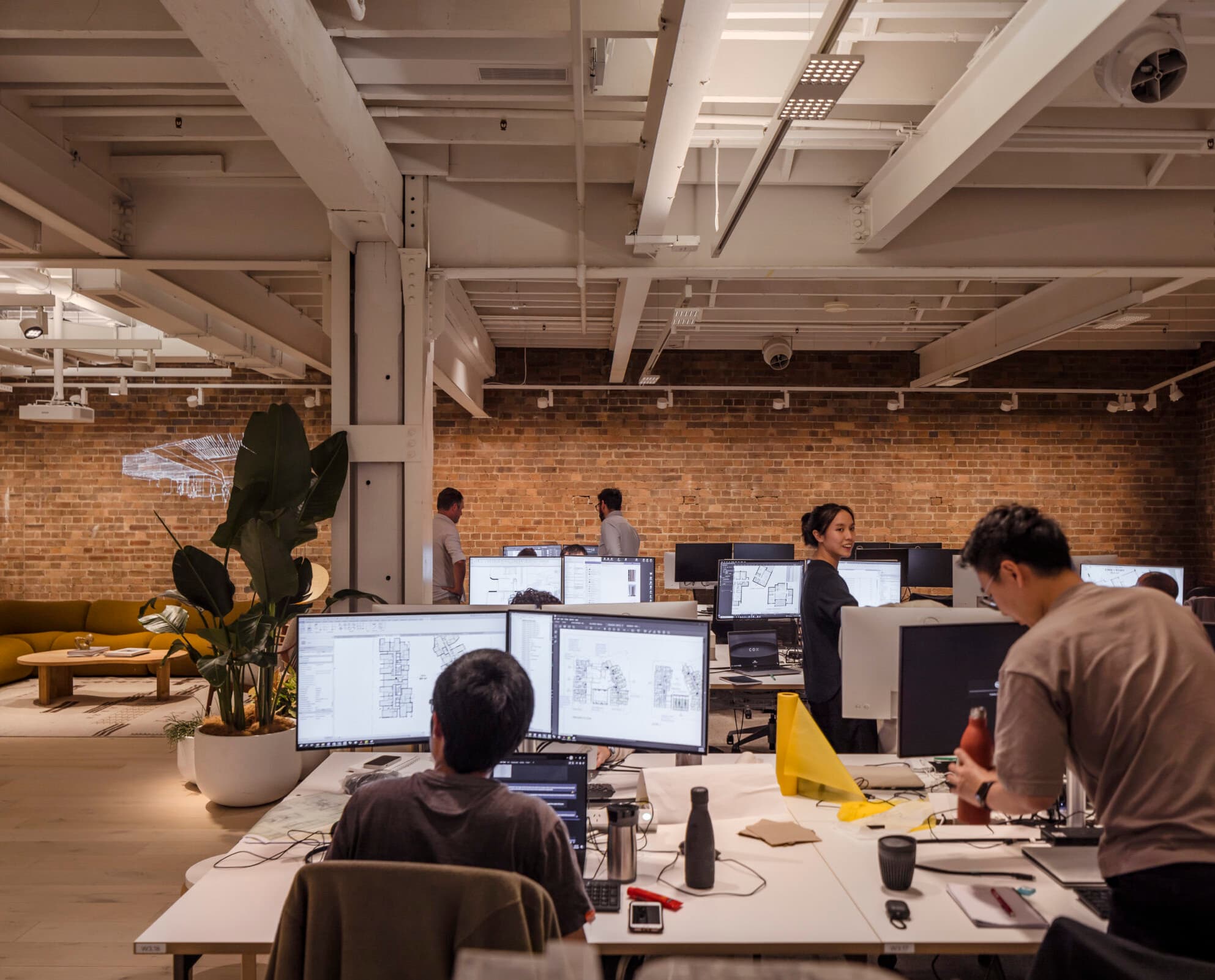 ERCO Jilly Downlights beleuchten Arbeitsplätze im Cox Architecture Büro in Sydney.