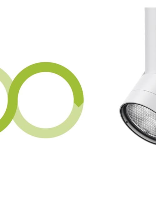 Symbol für 20 Jahre ERCO Lichtgarantie, die Langlebigkeit und Nachhaltigkeit der LED-Lichtlösungen betont.