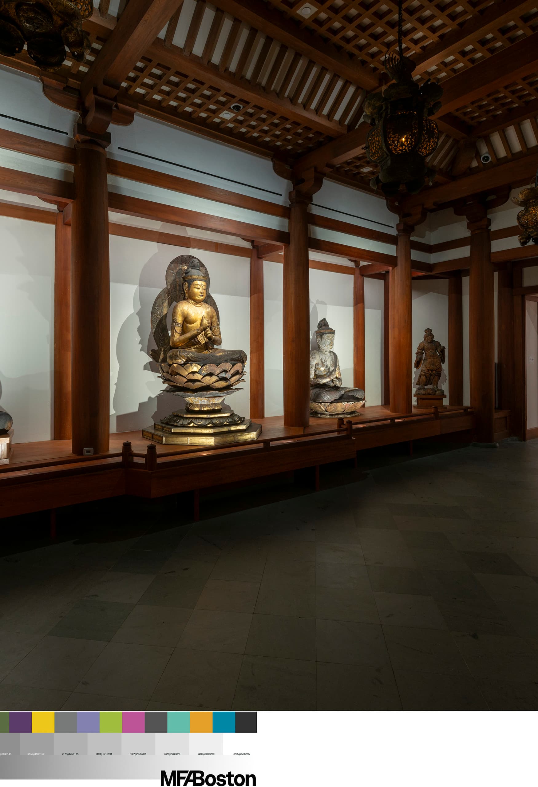 Beleuchtete Buddha-Statuen im Museum of Fine Arts, Boston, mit ERCO Eclipse 48V Strahlern.