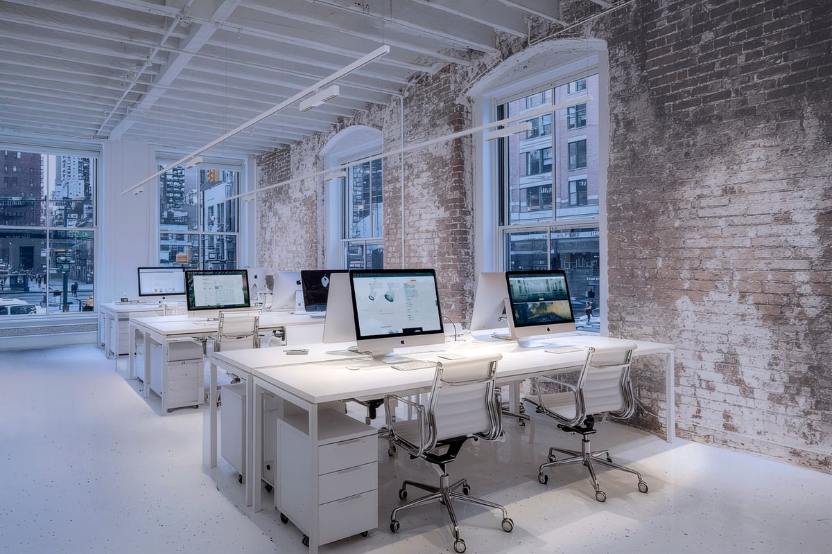 Un design épuré pour un rendement élevé – pour un éclairage flexible au bureau. Visualisation : Electric Gobo