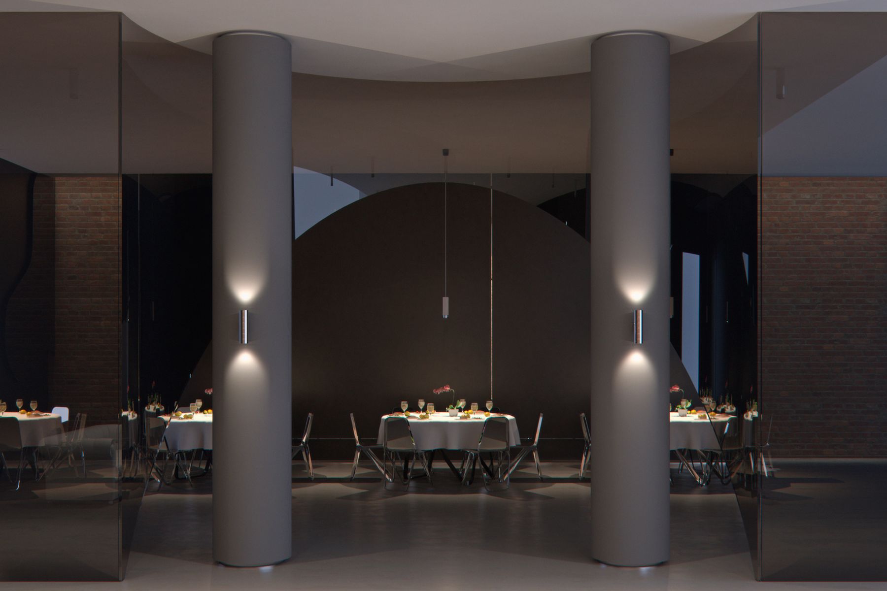 Starpoint wall-mounted luminaires stand for sophisticated design and mood lighting, creating a visual rhythm whilst emphasising vertical architectural features.
