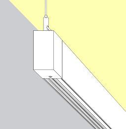 Binario elettrificato a sospensione con apparecchio di illuminazione con illuminazione indiretta