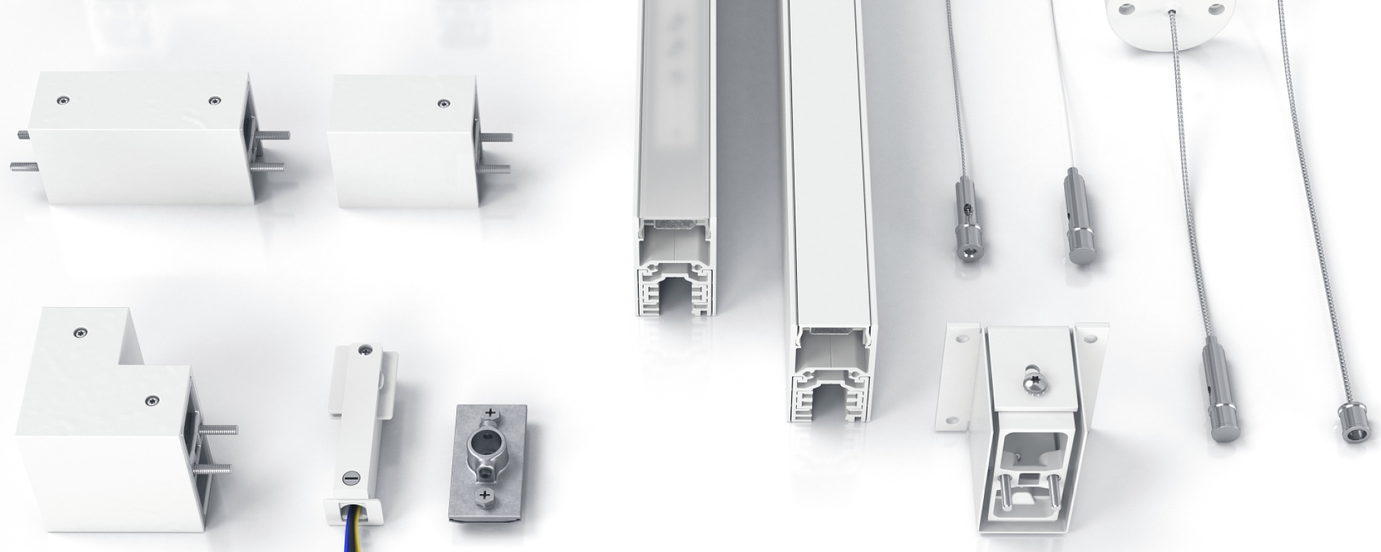ERCO Hi-trac track with uplights - Track and light structures