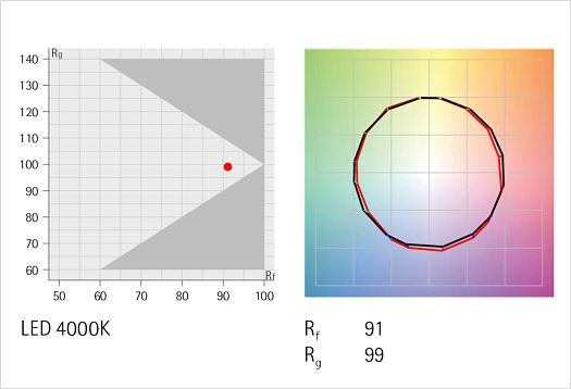 Grafico del vettore di resa cromatica TM-30