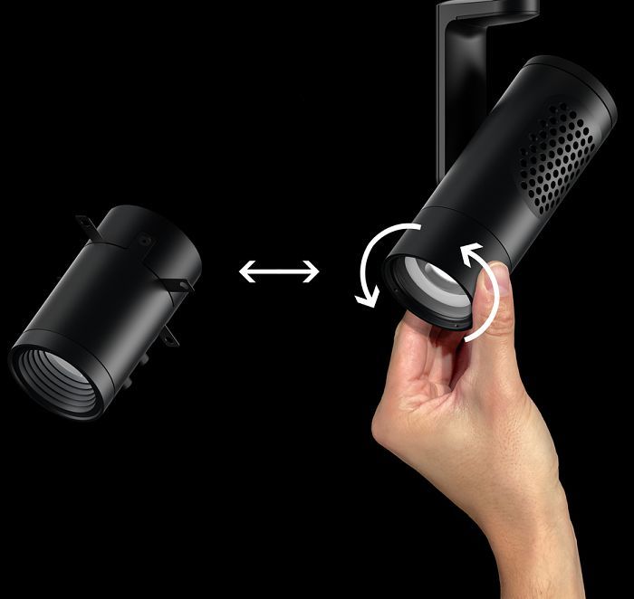 ERCO spotlight: Adjustable gallery lighting for optimal art illumination.