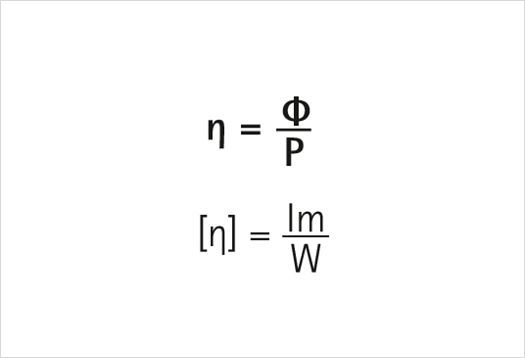 Formula per il calcolo della resa luminosa in lm/W