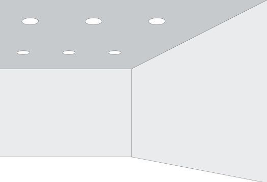 De opstelling van punten in het plafond toont de wet van de goede vorm.