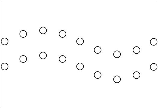 Secondo la legge del destino comune, i cerchi sono percepiti come linee per via del comportamento simile degli elementi.